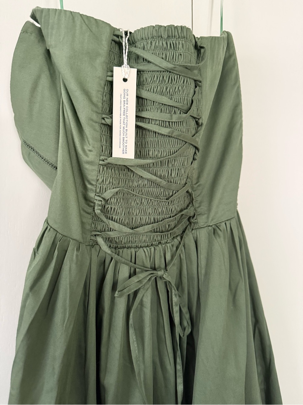 NWT Abercrombie & Fitch Strapless Olive Midi Dress - Picture 4 of 6